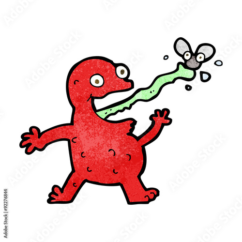 cartoon frog catching fly