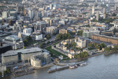 Aerial view of London with with tilt shift model village effect © veneratio