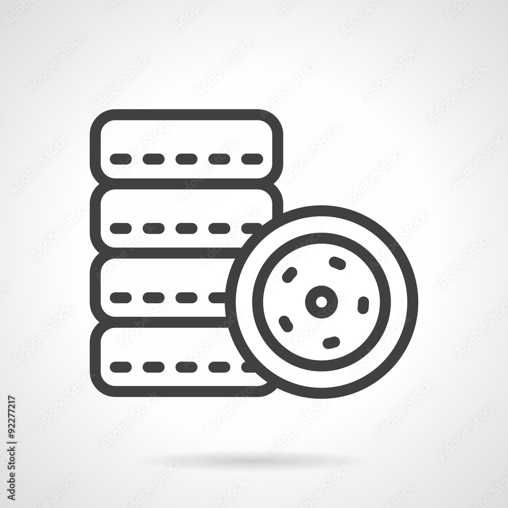 Car tires simple line vector icon Car tires simple line vector icon