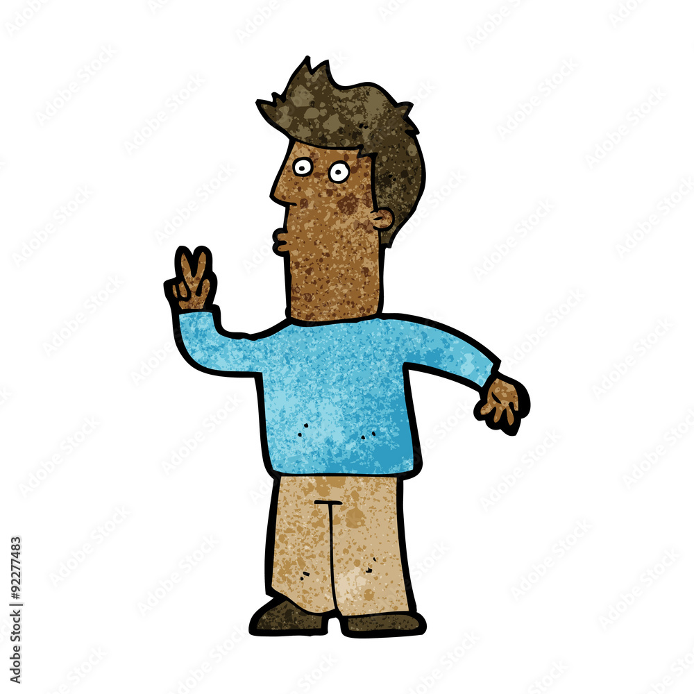 Naklejka premium cartoon man signaling with hand