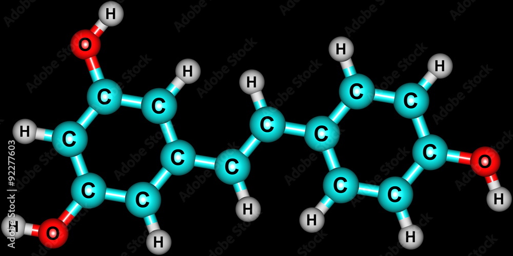 Resveratrol molecular structure isolated on white