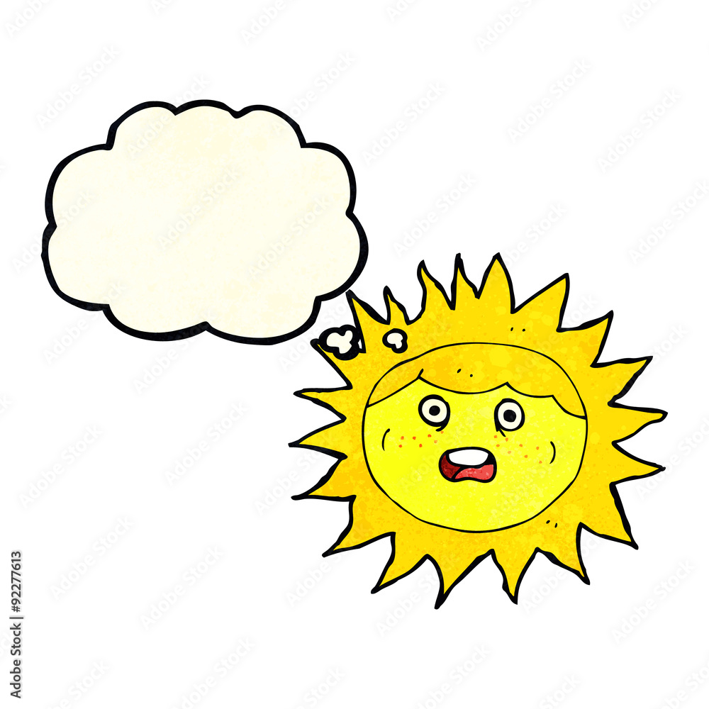 sun cartoon character with thought bubble