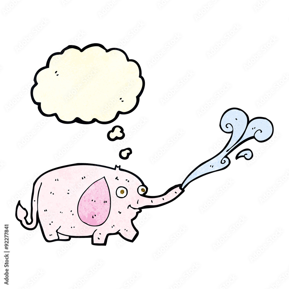 cartoon funny little elephant squirting water with thought bubbl cartoon funny little elephant squirting water with thought bubbl