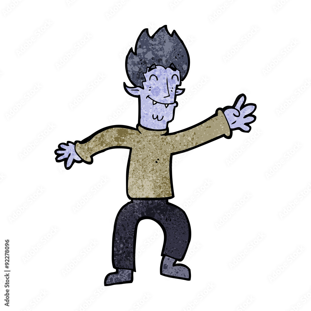 cartoon happy vampire man