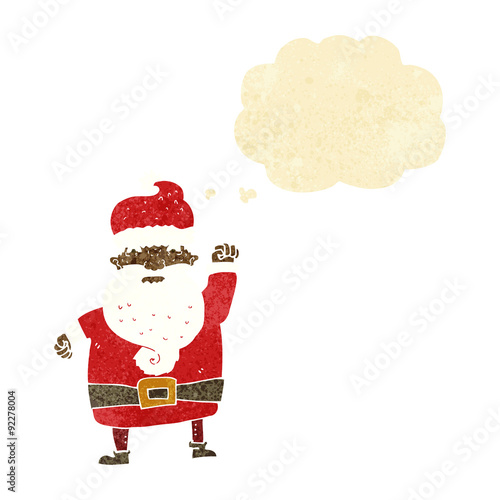 cartoon angry santa claus with thought bubble
