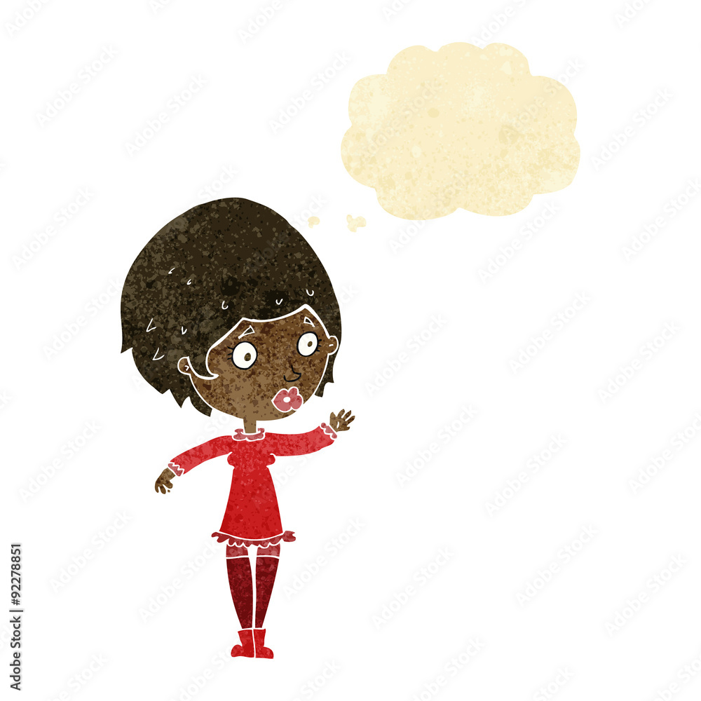 cartoon pretty woman with thought bubble cartoon pretty woman with thought bubble