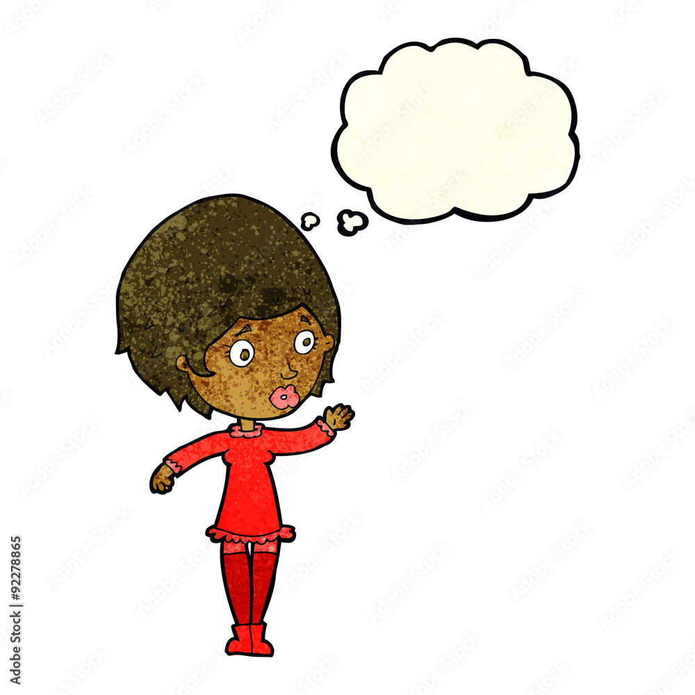 cartoon pretty woman with thought bubble cartoon pretty woman with thought bubble