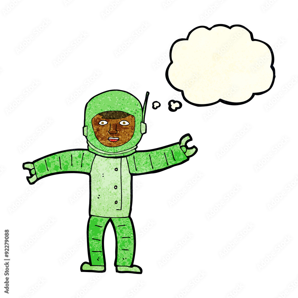cartoon space man with thought bubble cartoon space man with thought bubble