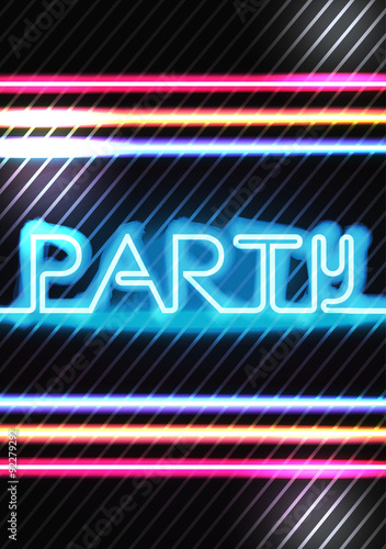 Neon Lights Disco Party Poster Background Template - Vector Illustration