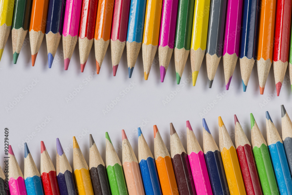 Fototapeta premium collection of colored wooden pencils.