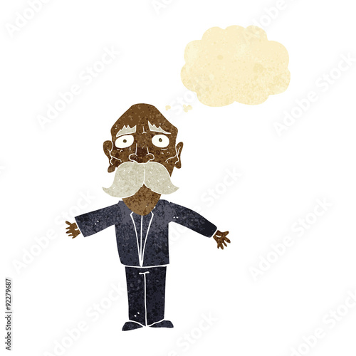 cartoon disappointed old man with thought bubble