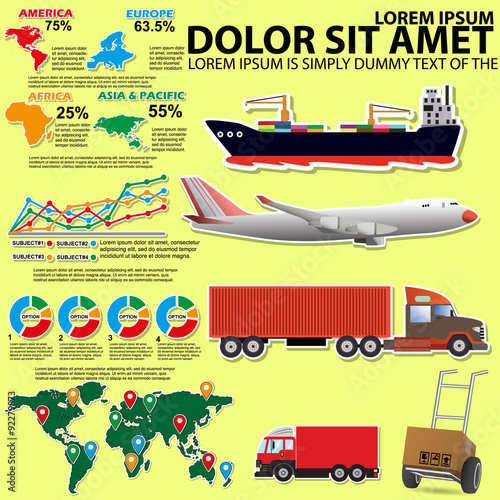 Info Graphic on transportation. By vehicles of various types