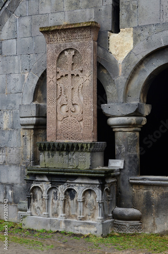 Khachkar (stone cross) at christian Sanahin Monastery,Armenia