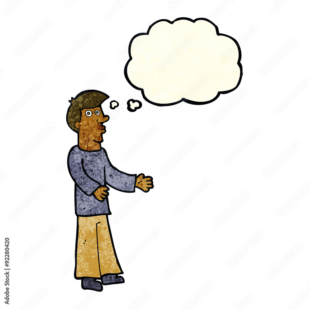 cartoon curious man with thought bubble cartoon curious man with thought bubble