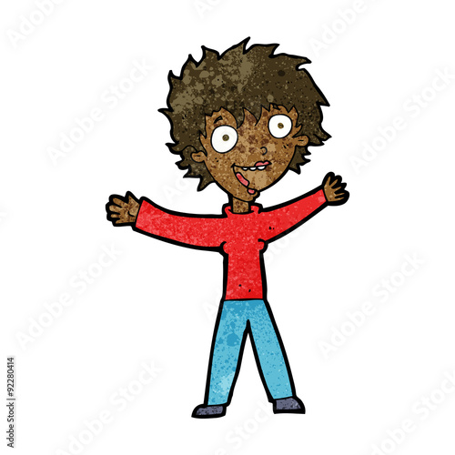 cartoon excited woman