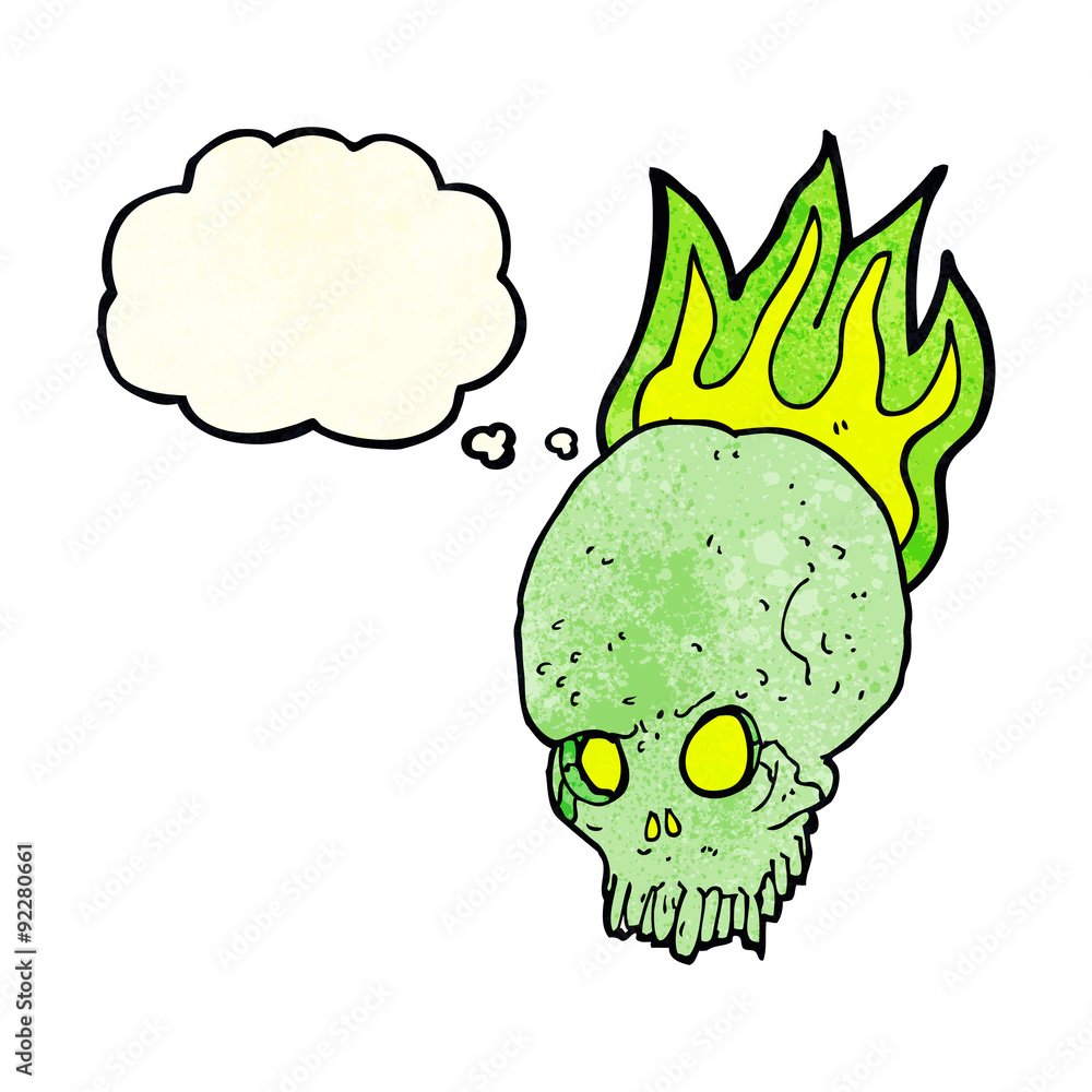 cartoon spooky skull with thought bubble cartoon spooky skull with thought bubble