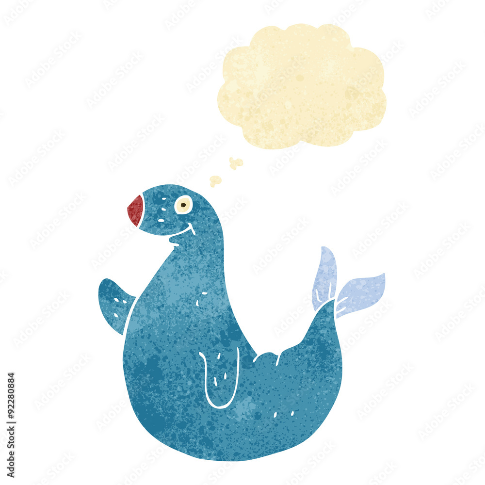cartoon seal with thought bubble cartoon seal with thought bubble