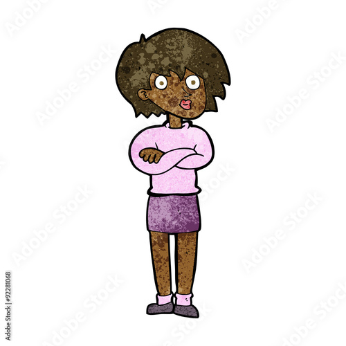 cartoon woman wit crossed arms