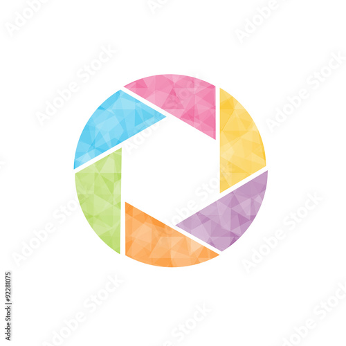 Colorful geometric shutter aperture logo. Vector illustration