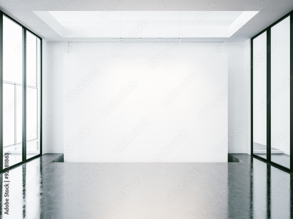 Obraz premium Mock up of empty white space interior. 3d render
