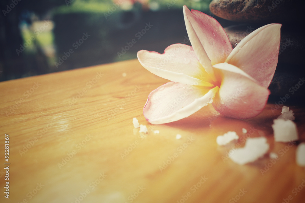 Spa set of stones and salt with flower Spa set of stones and salt with flower