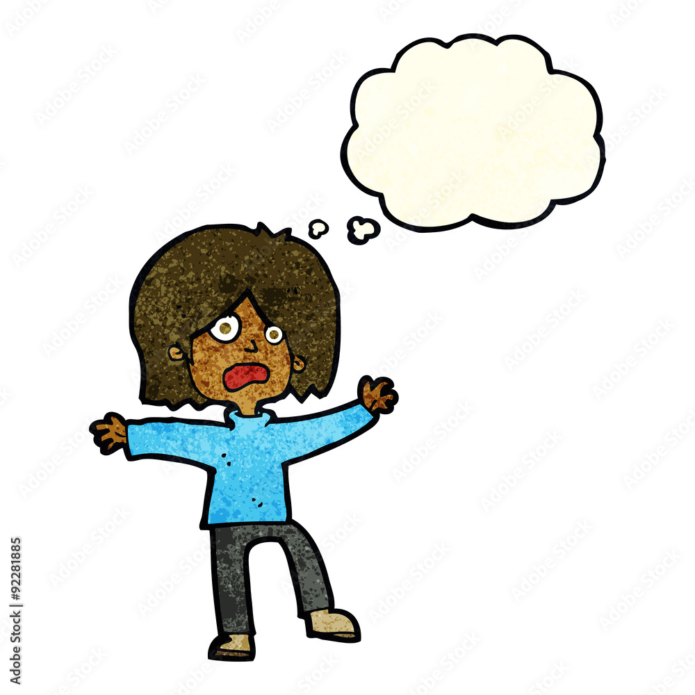 cartoon scared person with thought bubble cartoon scared person with thought bubble