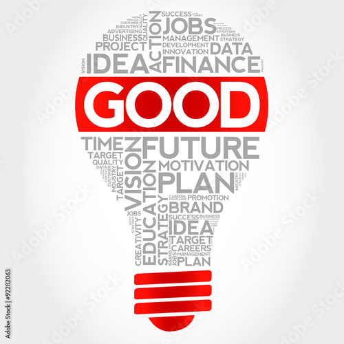 GOOD bulb word cloud, business concept