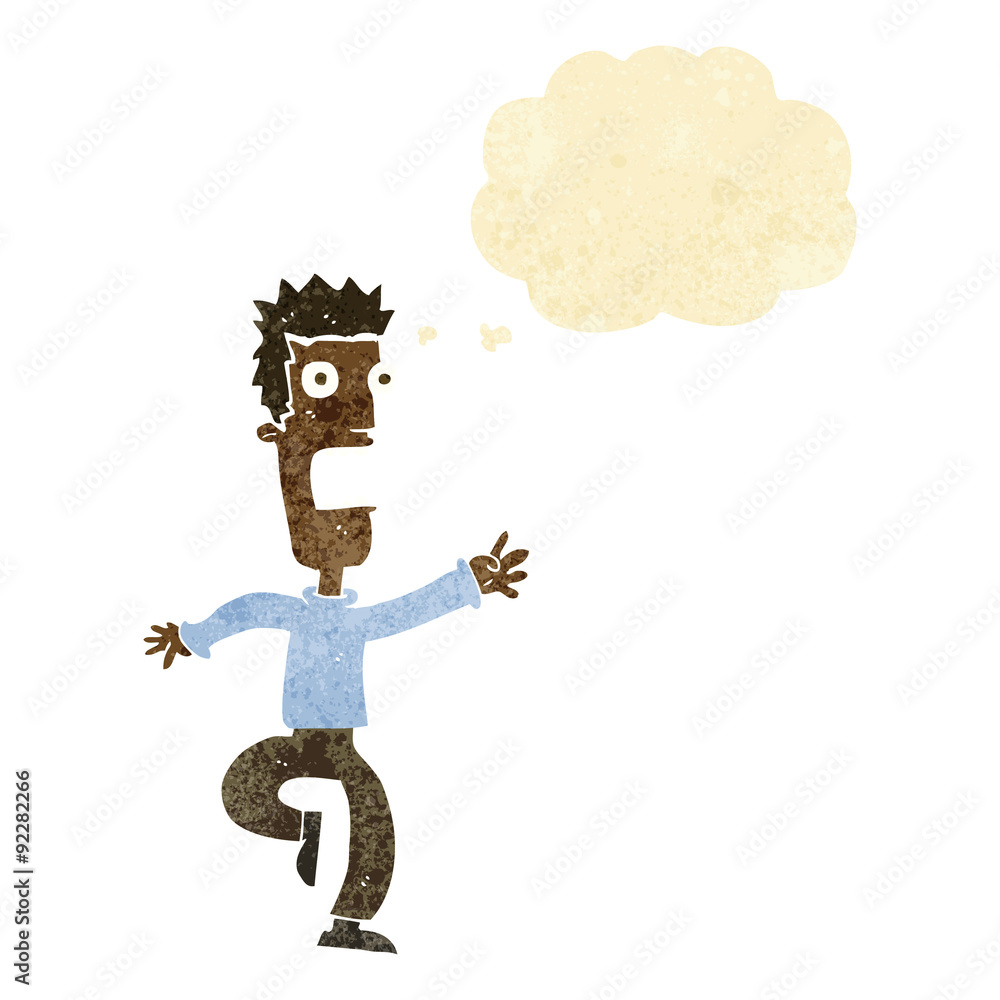 cartoon shrieking man with thought bubble