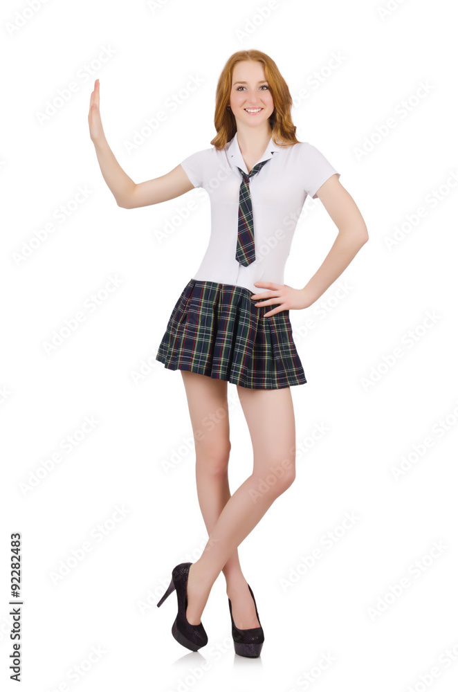 Young student female holding isolated on white Young student female holding isolated on white
