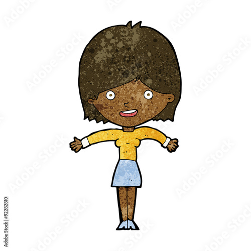 cartoon excited woman