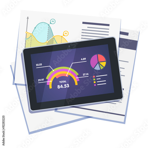 Statistical data abstract on paper and tablet