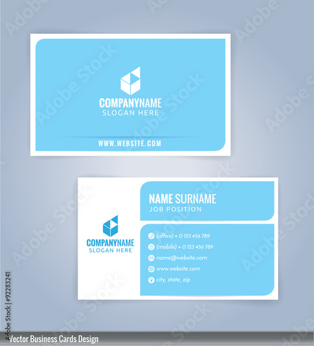 blue and white modern business card template, Illustration Vector 10