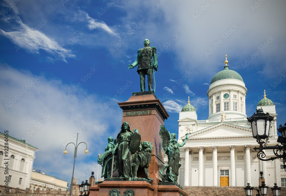  Lutheran cathedral and monument to Russian Emperor Alexander II