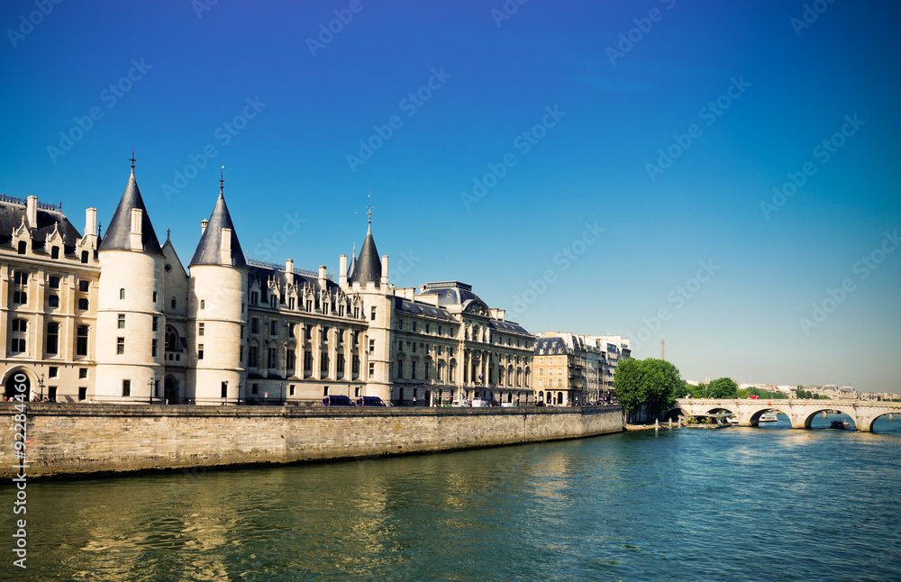 Castle Conciergerie and bridge, Paris, France