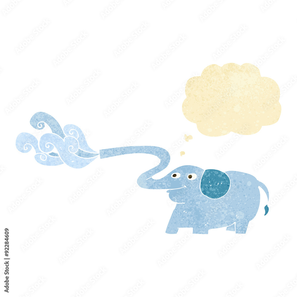 cartoon elephant squirting water with thought bubble cartoon elephant squirting water with thought bubble