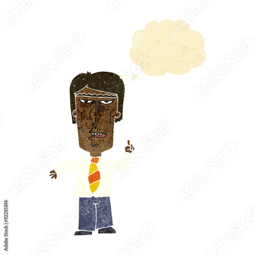 cartoon grumpy boss with thought bubble