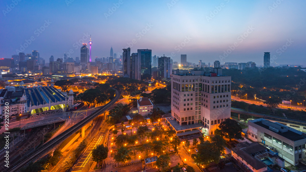 beautiful sunrise at Kuala Lumpur Skyline
