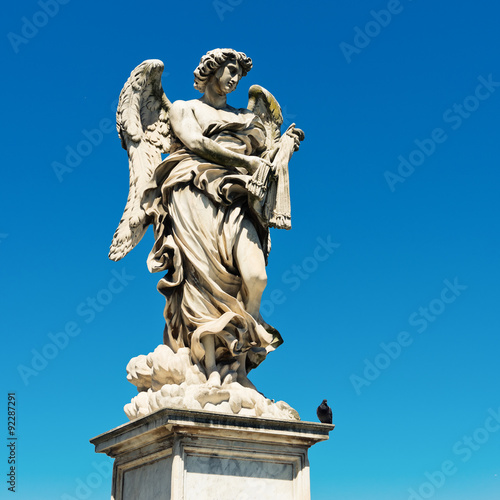 Angel sculpture from St Angelo bridge in Rome  Italy.