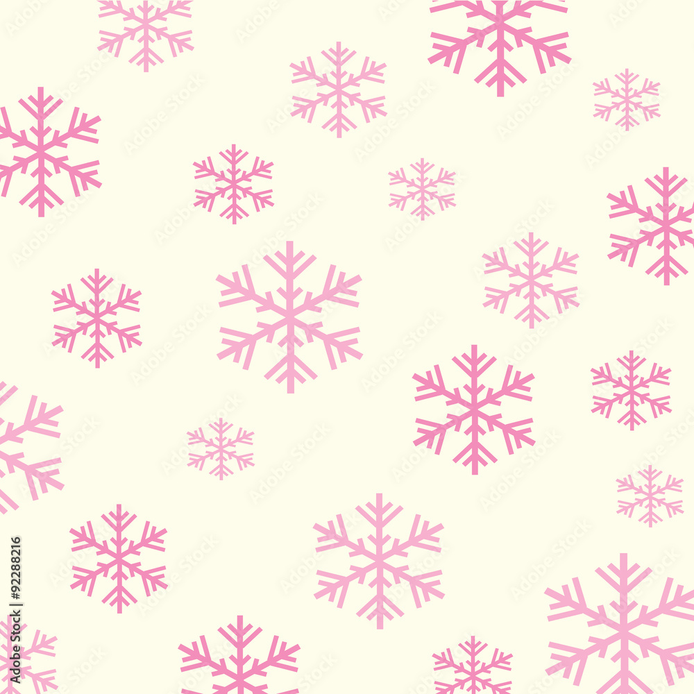 Seamless pattern of pink snowflakes on pastel mood Seamless pattern of pink snowflakes on pastel mood
