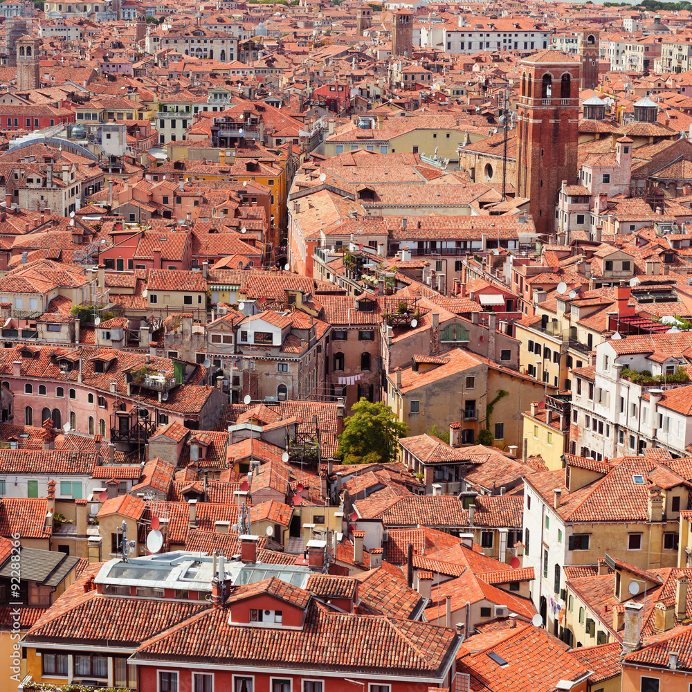 Panoramic view of Venice from San Marco bell tower, Italy