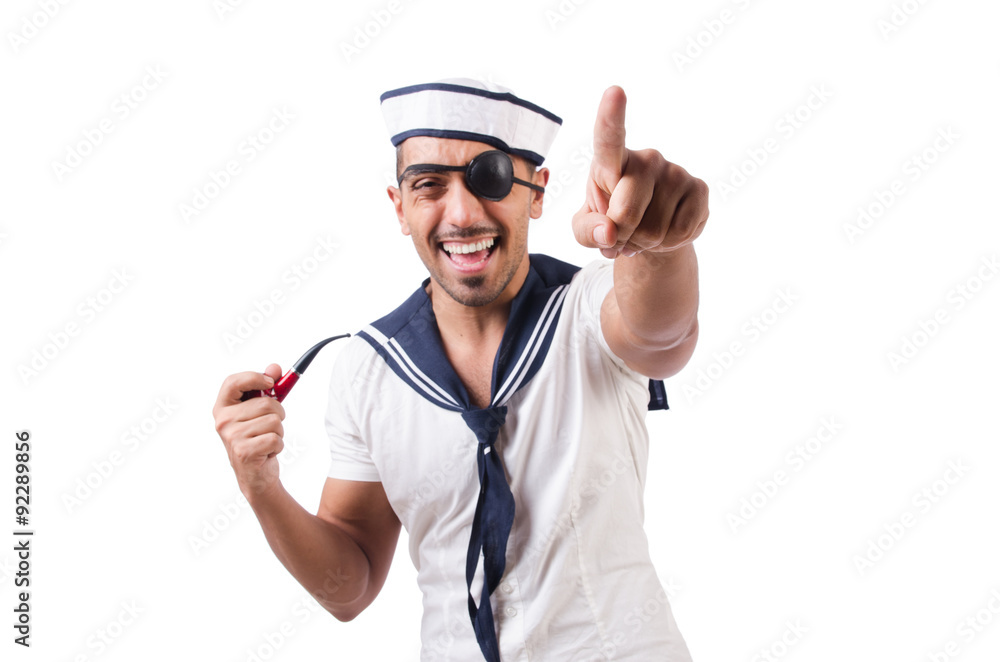 Sailor with smoking pipe isolated Sailor with smoking pipe isolated