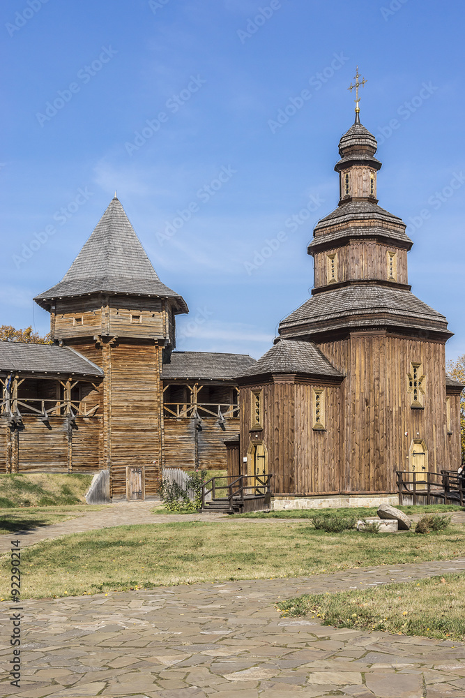 Wooden castle church in Baturin Fortress. Chernihiv province. Wooden castle church in Baturin Fortress. Chernihiv province.