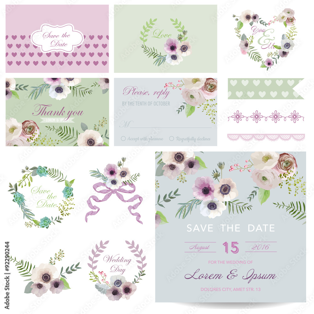 Scrapbook Design Elements - Baby Shower Flower Theme - in vector Scrapbook Design Elements - Baby Shower Flower Theme - in vector