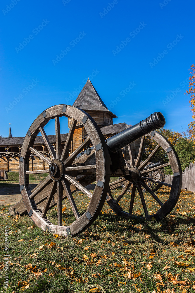 Ancient gun in Baturin Fortress. Chernihiv province, Ukraine