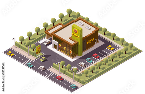 Vector isometric fast food restaurant