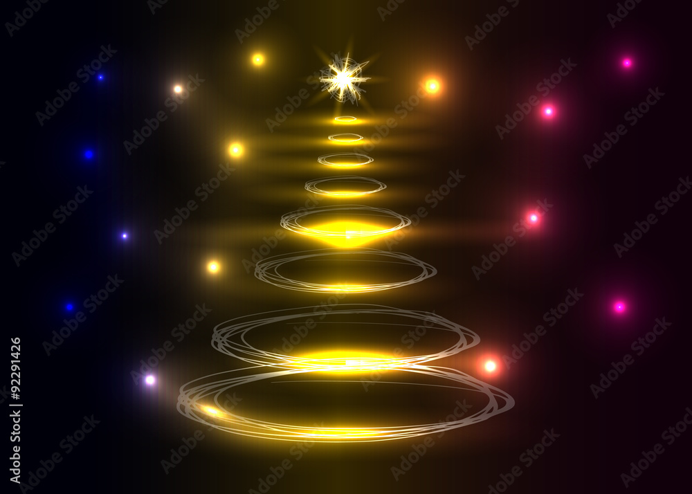 Vector illustration of a Christmas tree on a dark background Vector illustration of a Christmas tree on a dark background