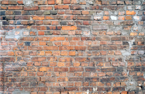 Texture of old red brick wall