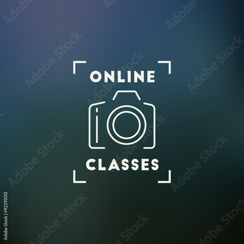 Photography Logo Design Template. Retro Vector Badge. Online Classes