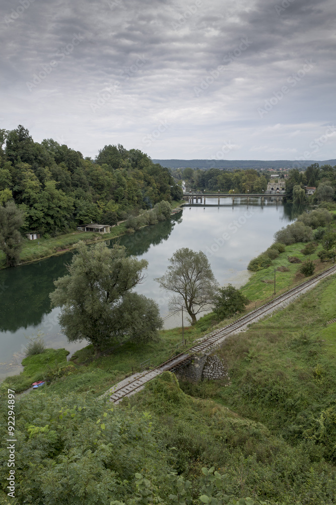 Fototapeta premium Cloudy river landscape