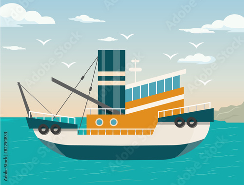 Vector ship flat illustration